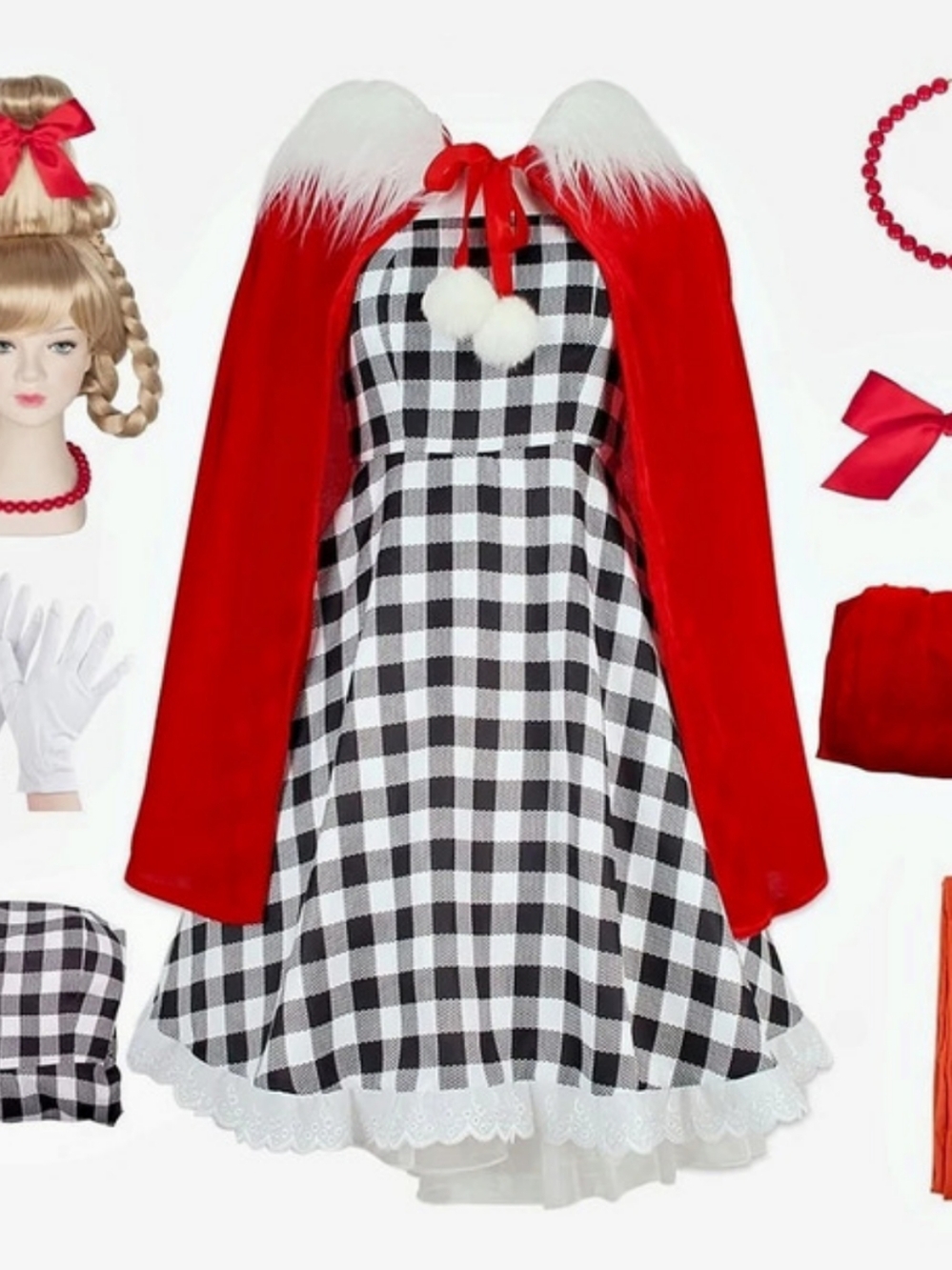 Stepsin Cindy Costume Girls X-Large Checkered Costume Red & Black Like New
